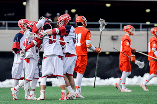 The Red Storm celebrates after scoring a goal. 